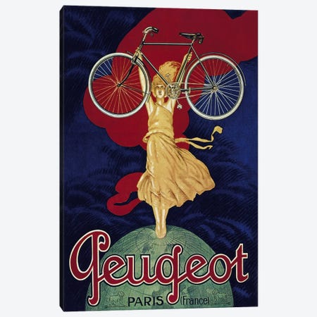 Peugeot Bicycle Advertising Vintage Poster Canvas Print #5153} by Unknown Artist Canvas Print