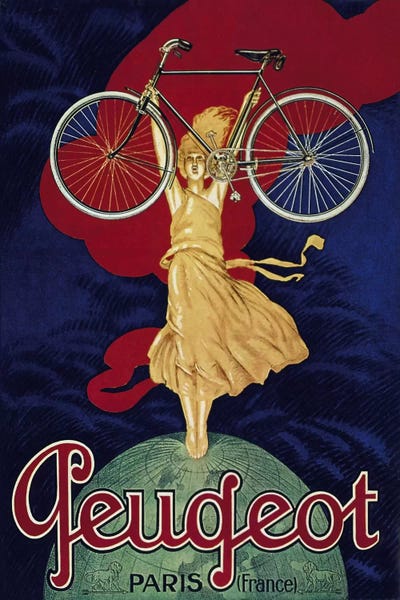 Advertisements: Peugeot Bicycle Advertising Vintage Poster by Unknown Artist