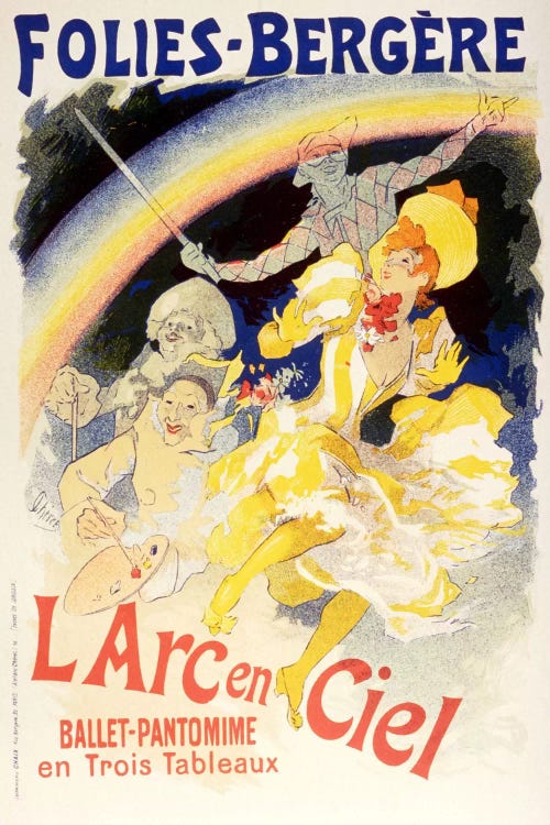 Larc en Ciel (Ballet-Pantomime en Trois Tableaux) Folies - Bergere Vintage Poster by Unknown Artist wall art