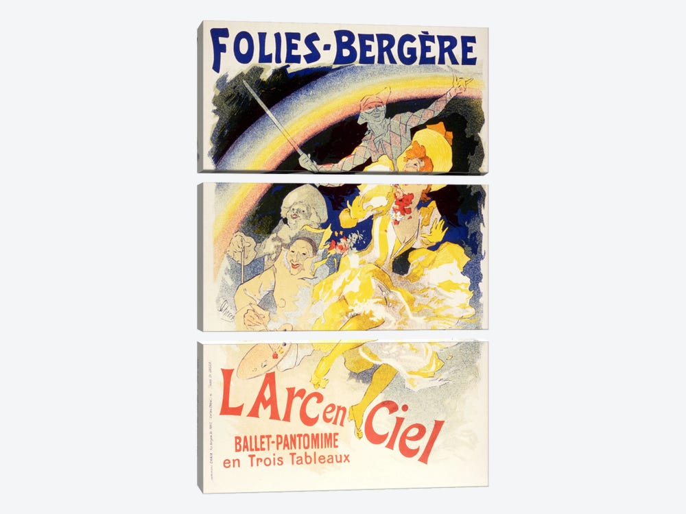 Larc en Ciel (Ballet-Pantomime en Trois Tableaux) Folies - Bergere Vintage Poster by Unknown Artist 3-piece Canvas Print