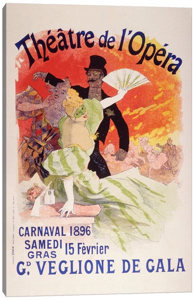 Carnaval (Veglione de Gala) - Theatre de l'Opera Vintage Poster Canvas Art Print - Entertainer Art