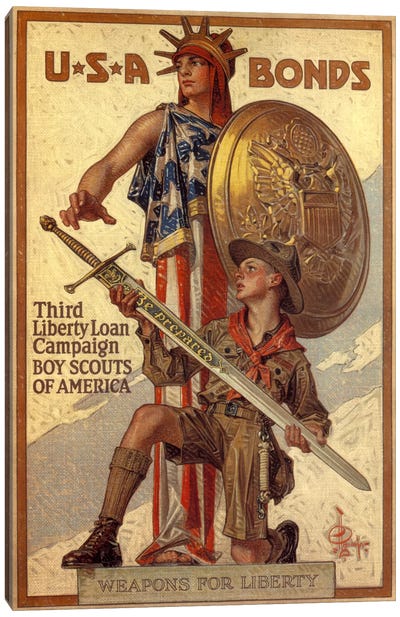 Third Liberty Loan Campaign (Boy Scouts of America) Advertising Vintage Poster Canvas Art Print - Military Art
