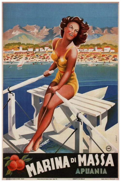 Marina di Massa (Apuania) Advertising Vintage Poster