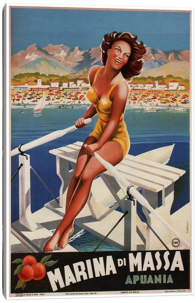 Marina di Massa (Apuania) Advertising Vintage Poster Canvas Art Print