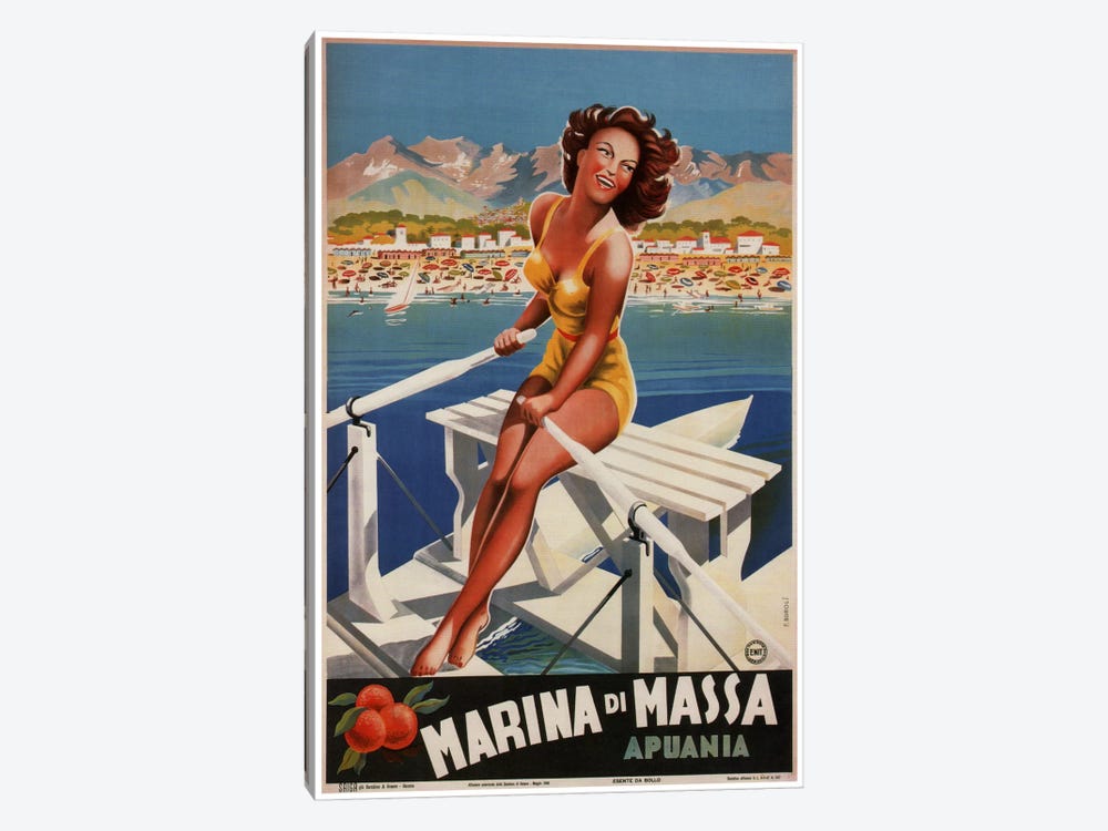 Marina di Massa (Apuania) Advertising Vintage Poster by Unknown Artist 1-piece Canvas Art Print