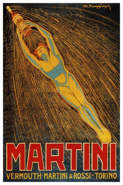 Vintage Kitchen Posters: Martini (Vermouth Martini & Rossi) Advertising Vintage Poster by Unknown Artist