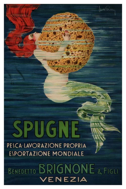 Spugne Benedetto Brignone & Figli (Venezia) Advertising Vintage Poster