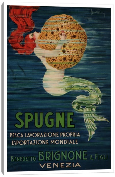 Spugne Benedetto Brignone & Figli (Venezia) Advertising Vintage Poster Canvas Art Print - Mythical Creatures