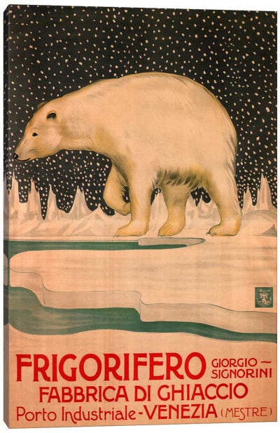 Giorgio Signorini Refrigerator Ice Factory, Venice Vintage Advertisement Canvas Art Print - Posters