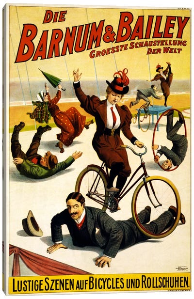 Die Barnum & Bailey Groesste Schaustellung Der Welt Advertising Vintage Poster Canvas Art Print - Cycling Art