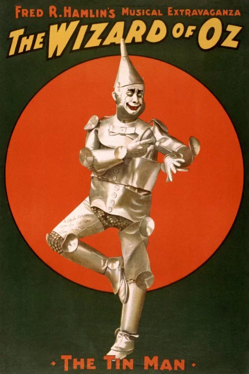 The Wizard of Oz (The Tin Man) Advertising Vintage Poster by Unknown Artist wall art