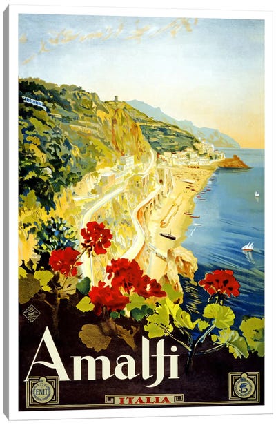 Amalfi Advertising Vintage Poster Canvas Art Print - Amalfi Coast