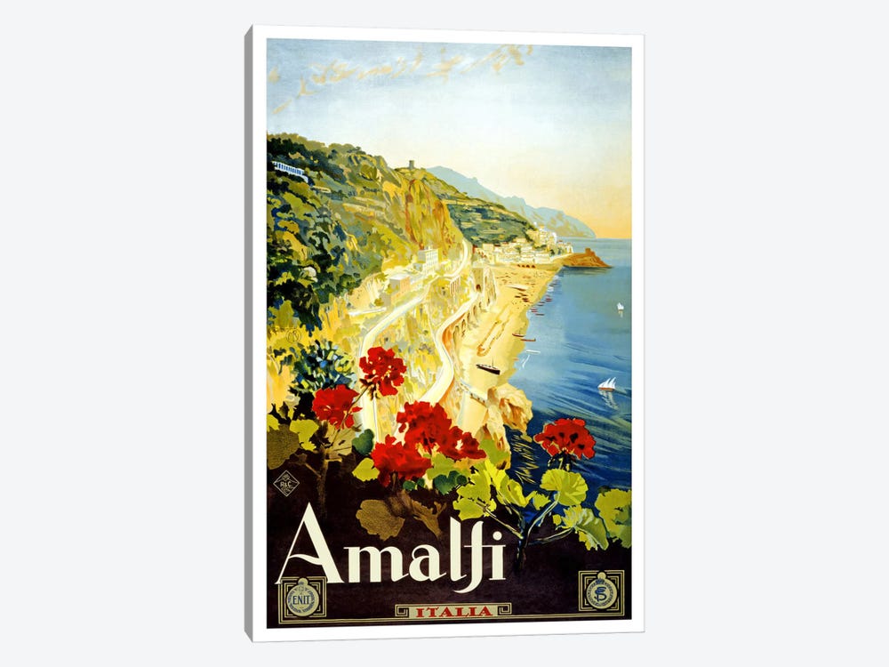 Amalfi Advertising Vintage Poster 1-piece Canvas Wall Art