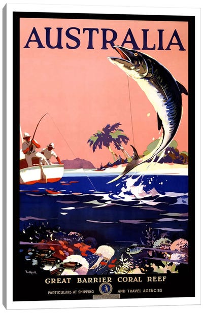 Australia (Great Barrier Coral Reef) Advertising Vintage Poster Canvas Art Print - Oceanian Culture