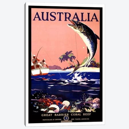 Australia (Great Barrier Coral Reef) Advertising Vintage Poster Canvas Print #5242} by Unknown Artist Art Print