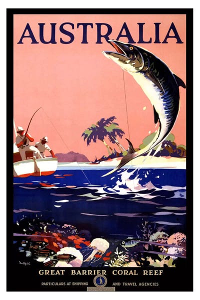 Oceanian Culture: Australia (Great Barrier Coral Reef) Advertising Vintage Poster by Unknown Artist