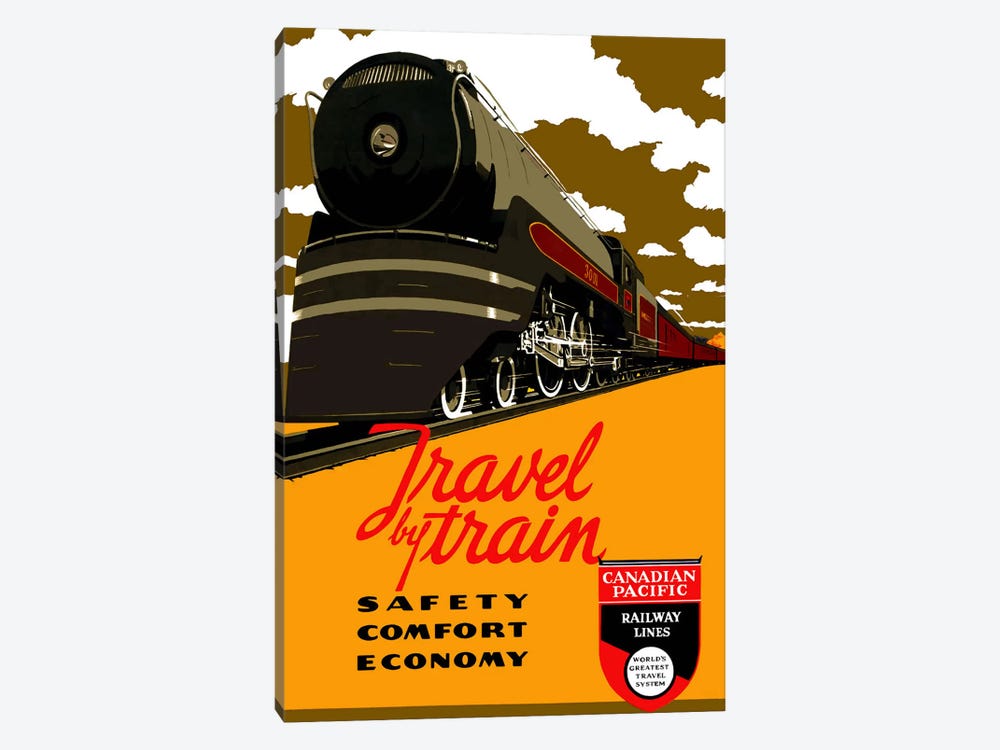 Travel by Train (Safety Comfort Economy) Advertising Vintage Poster by Unknown Artist 1-piece Canvas Print