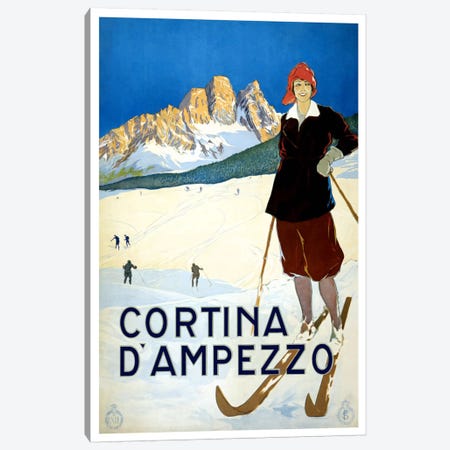 Cortina D'Ampezzo Advertising Vintage Poster Canvas Print #5252} by Unknown Artist Canvas Wall Art