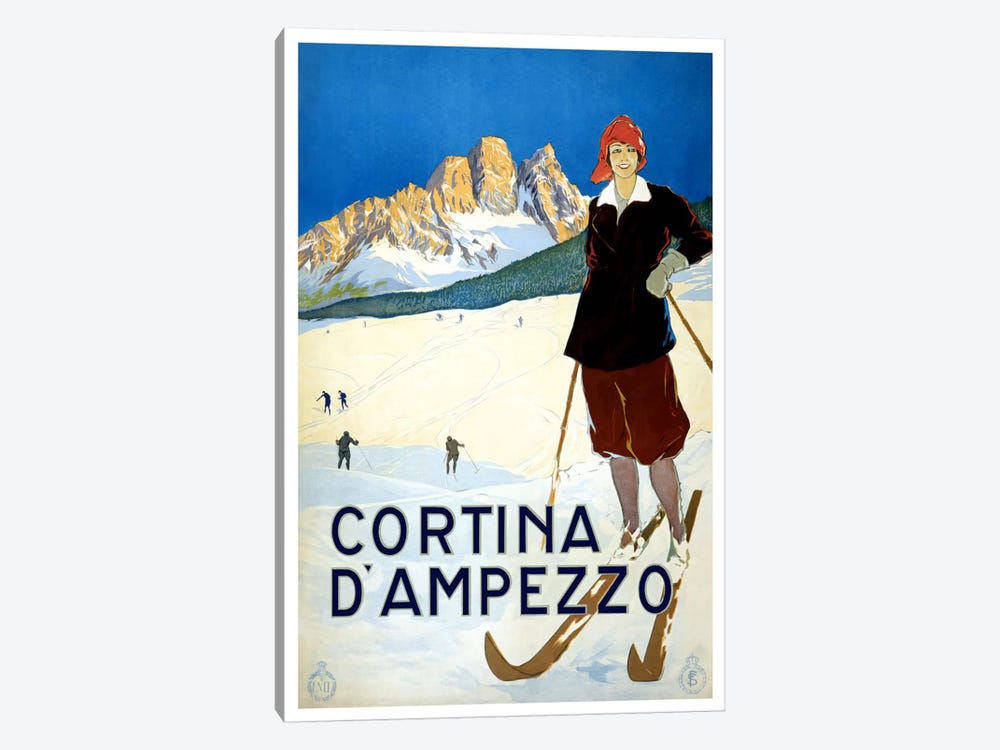 Cortina D'Ampezzo Advertising Vintage Poster by Unknown Artist 1-piece Canvas Art