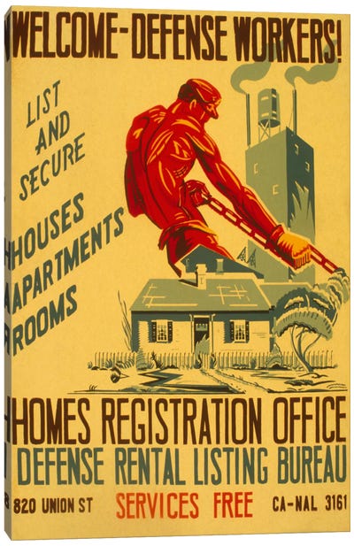 Welcome Defense Workers Advertising Vintage Poster Canvas Art Print - Vintage Posters