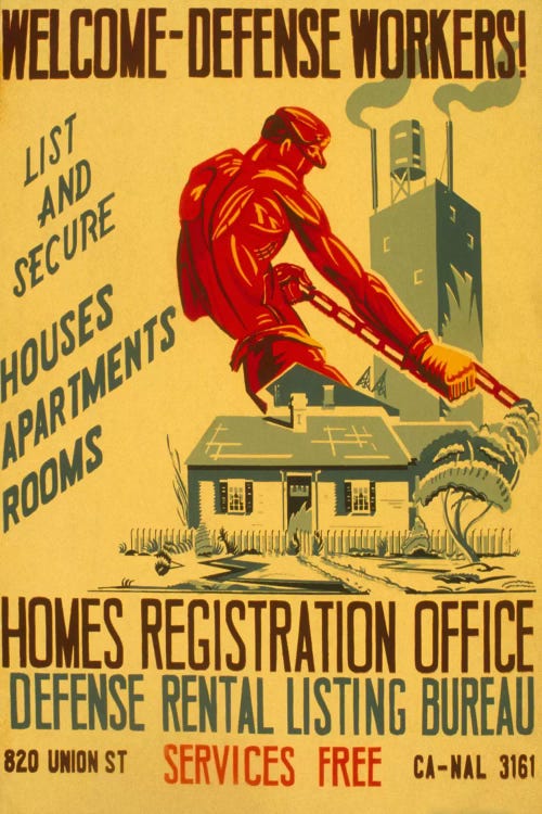 Welcome Defense Workers Advertising Vintage Poster by Unknown Artist wall art
