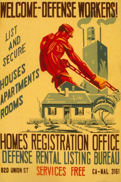 Advertisements: Welcome Defense Workers Advertising Vintage Poster by Unknown Artist
