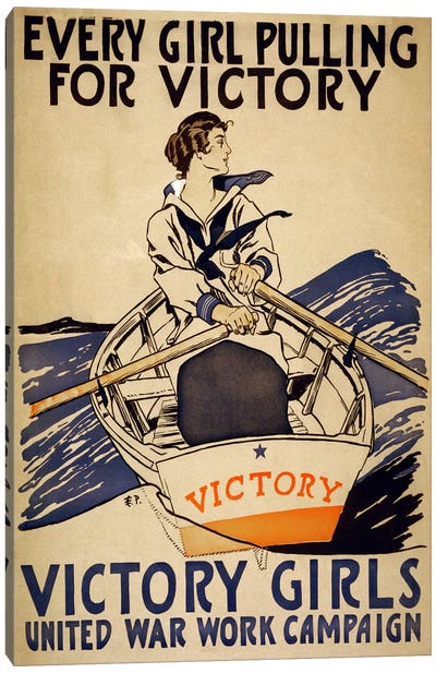 Every Girl Pulling for Victory (Victory Girls) Advertising Vintage Poster Canvas Art Print - Public Domain TEMP