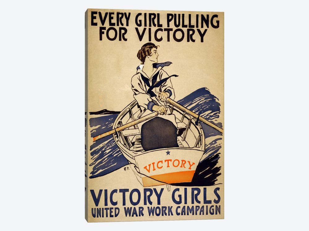 Every Girl Pulling for Victory (Victory Girls) Advertising Vintage Poster by Unknown Artist 1-piece Canvas Print