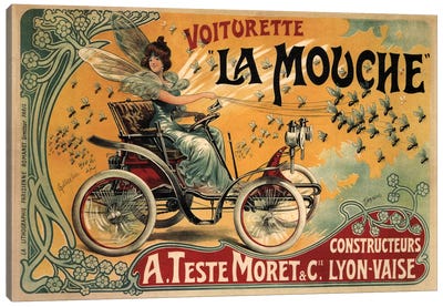 Voiturette La Mouche Advertising Vintage Poster Canvas Art Print - France Art
