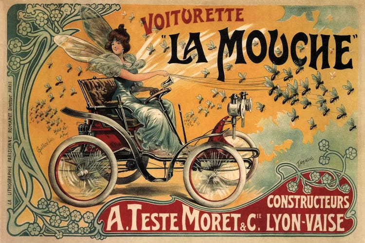 Voiturette La Mouche Advertising Vintage Poster