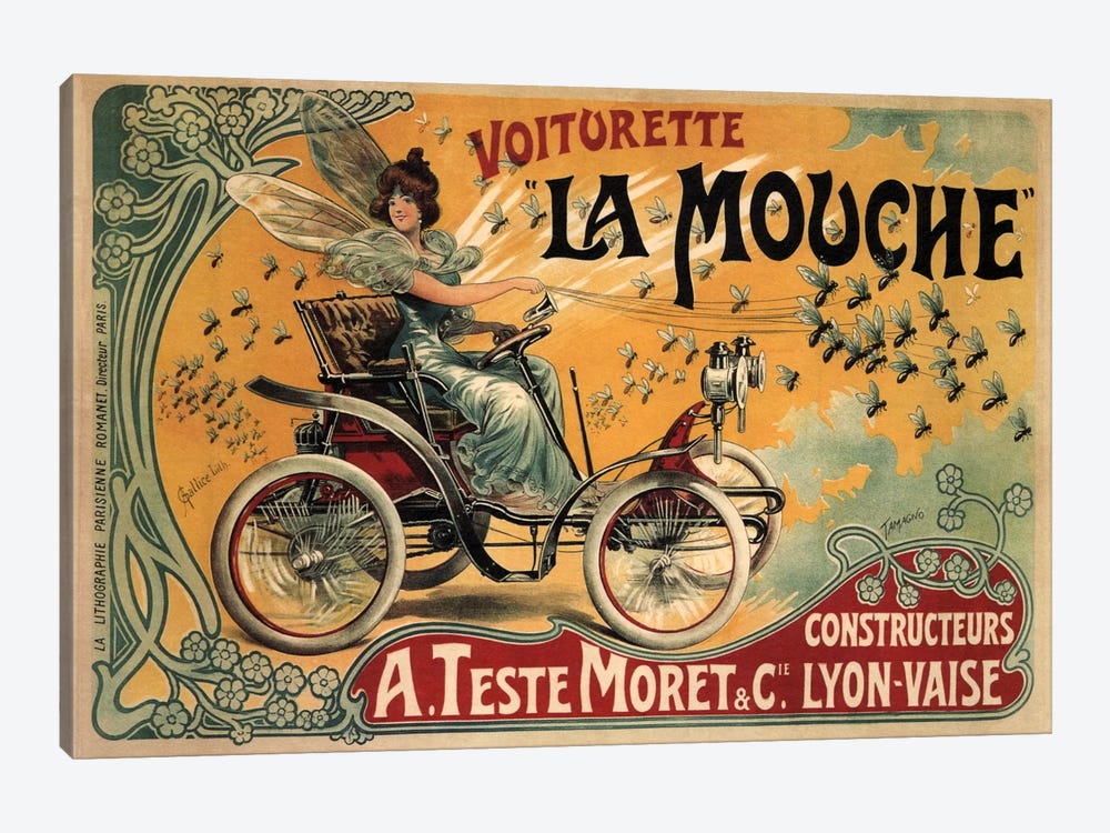 Voiturette La Mouche Advertising Vintage Poster by Unknown Artist 1-piece Canvas Print