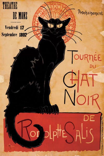 Black Cats: Tournee du Chat Noir Advertising Vintage Poster by Unknown Artist