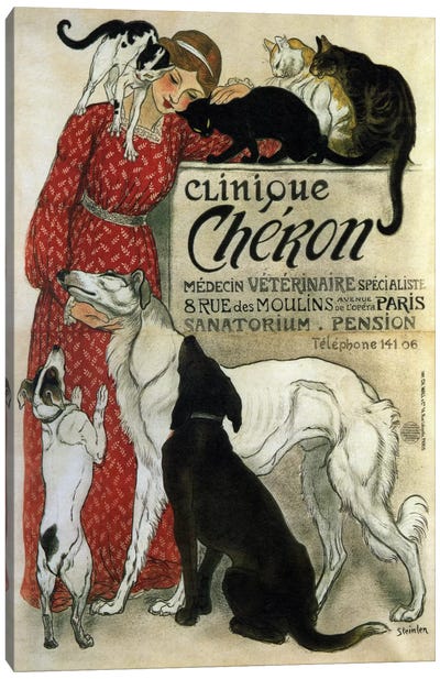 Clinique Cheron Advertising Vintage Poster Canvas Art Print - Dog Art