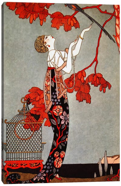 1914 Oriental Red Canvas Art Print - Art Deco