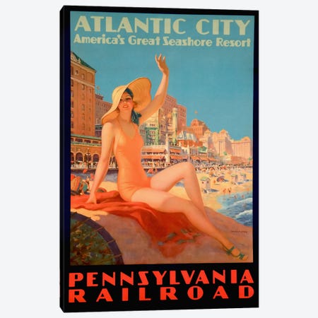 Atlantic City Bathing Pa Line Canvas Print #5378} by Vintage Apple Collection Canvas Print