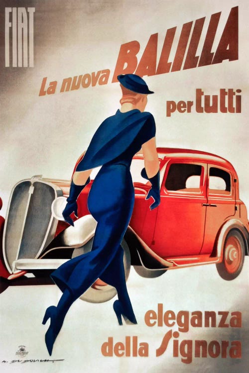 Fiat Balilla Vintage Automobile Advertisement by Vintage Apple Collection wall art