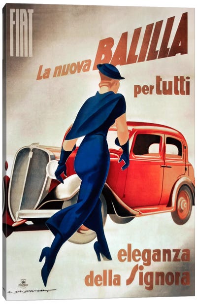 Fiat Balilla Vintage Automobile Advertisement Canvas Art Print