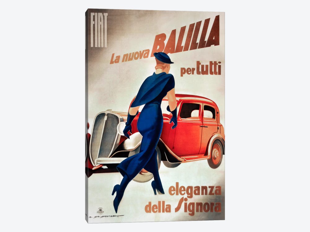 Fiat Balilla Vintage Automobile Advertisement by Vintage Apple Collection 1-piece Canvas Print