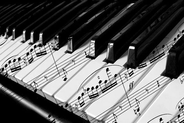 Black & White Pop Culture Art: Piano by Unknown Artist