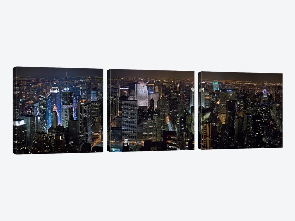 New York Panoramic Skyline Cityscape by Unknown Artist 3-piece Canvas Wall Art