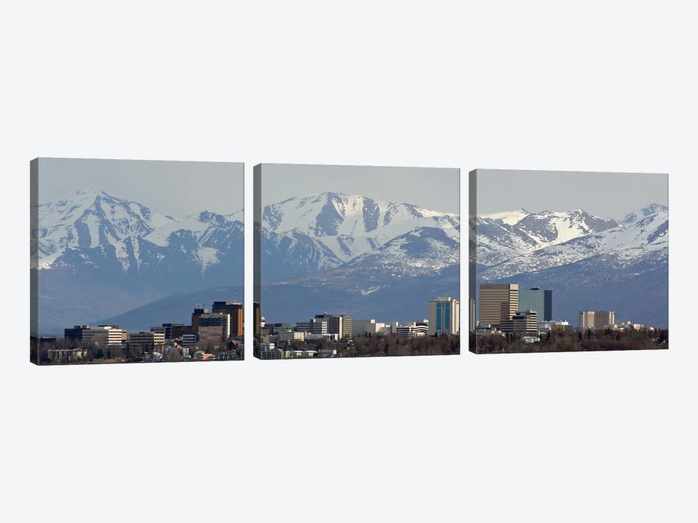 Anchorage Panoramic Skyline Cityscape by Unknown Artist 3-piece Canvas Wall Art