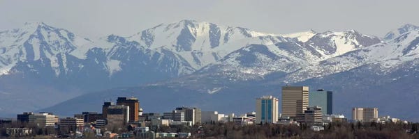 Alaska: Anchorage Panoramic Skyline Cityscape by Unknown Artist