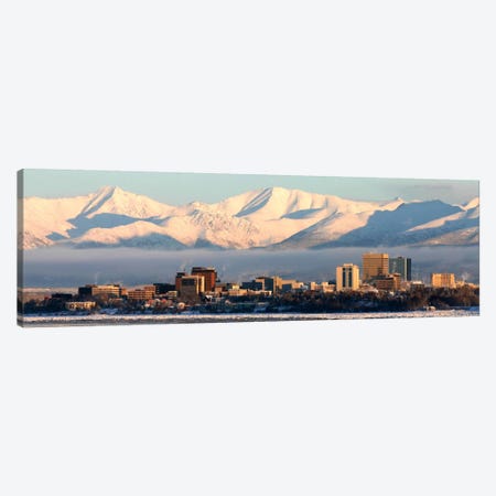 Anchorage Panoramic Skyline Cityscape (Dusk) Canvas Print #6003} by Unknown Artist Canvas Art Print