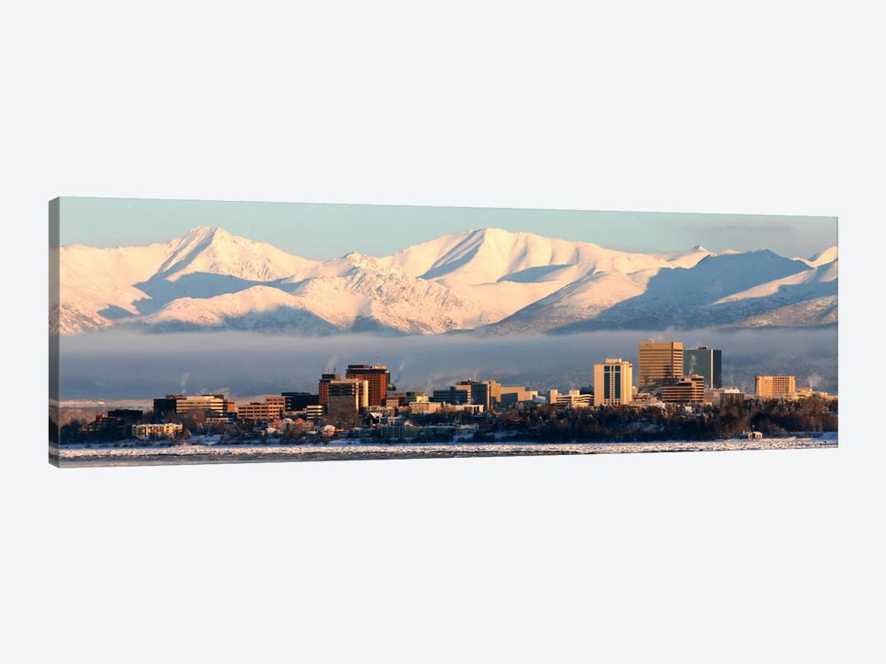 Anchorage Panoramic Skyline Cityscape (Dusk) by Unknown Artist 1-piece Art Print