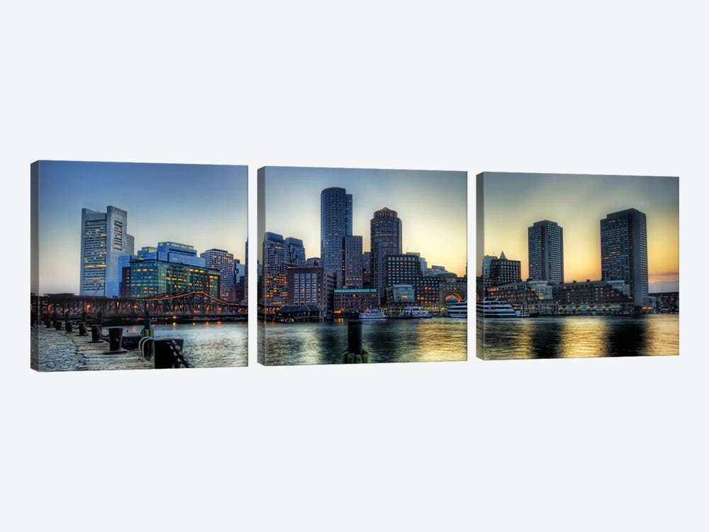 Boston Panoramic Skyline Cityscape by Unknown Artist 3-piece Art Print