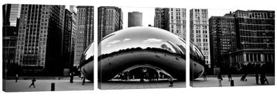 Chicago Panoramic Skyline Cityscape (Bean) Canvas Art Print - 3-Piece Urban Art