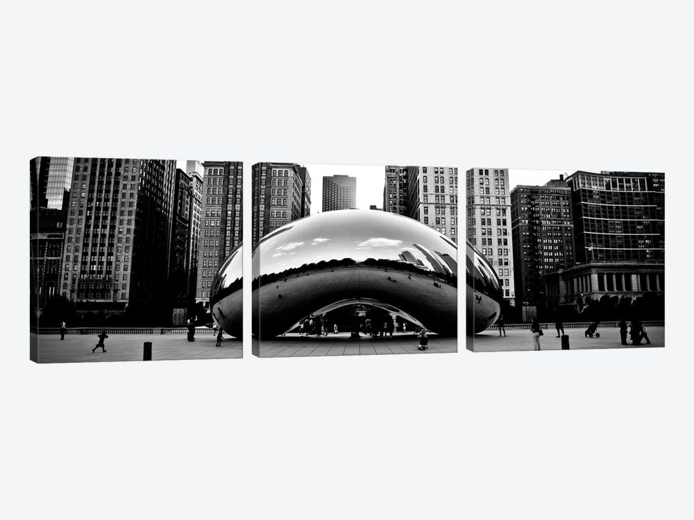Chicago Panoramic Skyline Cityscape (Bean) 3-piece Canvas Artwork