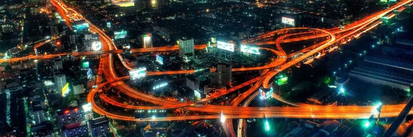 City Life at Night Panoramic Skyline Cityscape