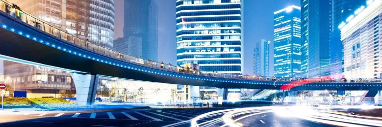 Streets at Night in The City Panoramic Skyline Cityscape by Unknown Artist wall art