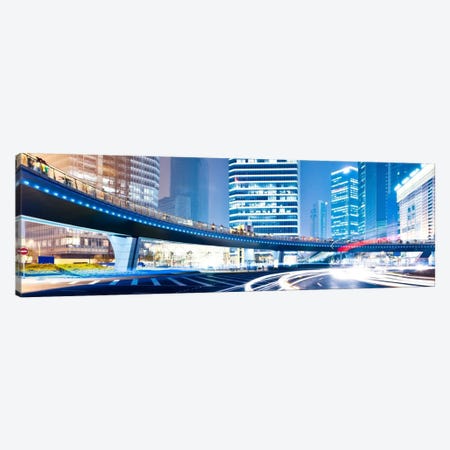 Streets at Night in The City Panoramic Skyline Cityscape Canvas Print #6012} by Unknown Artist Canvas Wall Art